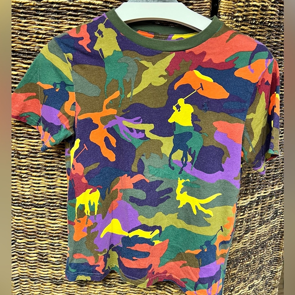 Polo Ralph Lauren- Colorful Camo Polo‎ Youth T-Shirt, Size: Medium (10/12)